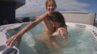 Gorgeous Models Melonie With Her Friend Kristina Outdoor Sunbathing Naked And Jacuzzi