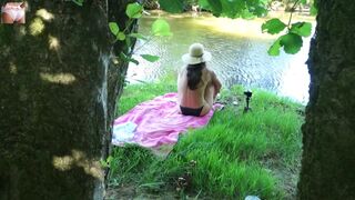 Solo Girl Exhibiting Outdoor At The River