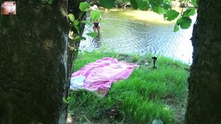 Solo Girl Exhibiting Outdoor At The River