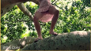 Wifey Saw A Tree And Had To Climb It But Forgot Her Panties