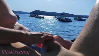 French Milf Handjob Amateur On Nude Beach Public In Greece To Stranger With Cumshot With Bigger Cock And Miss Creamy