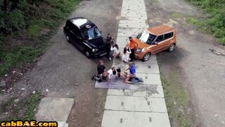 Amateur taxi orgy sluts fucked outdoor in public 4 mouthjizz