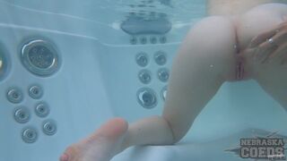 Pov Miss Pussycat Dildoing Layla Underwater In The Rooftop Jacuzzi