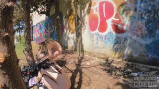 Josie Matty On Vacation Risky Public Nude Spray Painting Graffiti Art While Dancing