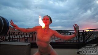 Rooftop Fire Dancing At Sunset With Ginger Lea