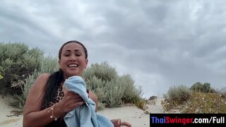 Public masturbation on a beach for big boobs Thai MILF Joon Mali