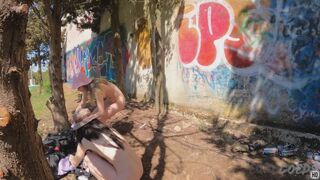 Matty And Josie Painting Graffiti While Nude Outdoors On Vacation