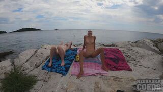 Naked Beach Day On Vacation In Croatia Enjoying Sun On Both Ingrida And Miss Pussycat