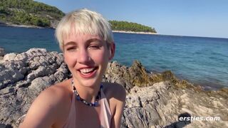 Adorable Annika Plays With Herself On A Hot Beach In Croatia