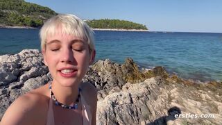 Adorable Annika Plays With Herself On A Hot Beach In Croatia