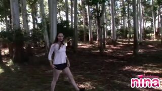 Lesbian Nina Playing Pussy Outdoor Tease