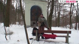 Blonde Bitch Enjoys Riding A Fat Cock In The Snow