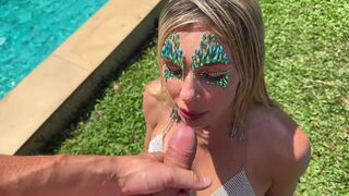 Neighbor Loves To Swallow Cum After Pool Party