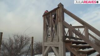 Sexy Redhead Rides A Hard Cock Out In The Cold Snow