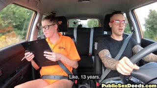 Driving instructor slut public pounded by her student