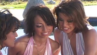 Stunning Euro Lezzies In An Outstanding Outdoor Threesome - NaughtyGirls