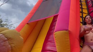 Horny Lesbians Fucking In A Bouncy Castle