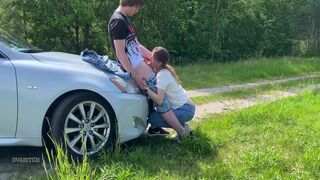 Sucking Dick Outdoors On The Side Road And Got Fucked Outdoors On The Car Hood 8 Min