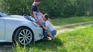 Sucking Dick Outdoors On The Side Road And Got Fucked Outdoors On The Car Hood 8 Min