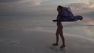 Erotic Dance On Salt Crust Of Salt Lake Elton