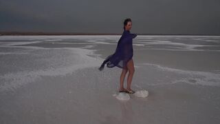 Erotic Dance On Salt Crust Of Salt Lake Elton