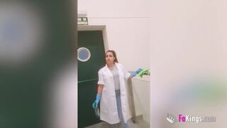 Chubby Spanish Babe Cleaning The Halls Of College Gets Picked Up To Fuck!