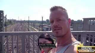 Real public fucked German lady rides sex date cock outdoor