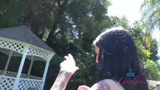 Virtual Date - Cute Brunette Went Outside To Pee