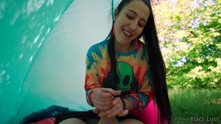 Brunette Hippie Makes Outdoor Handjob For Free