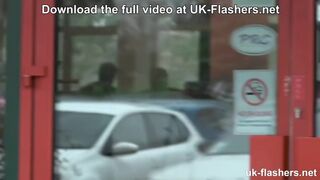 Short Hair British MILF Flashing and Pissing all Over Town for UK-Flashers