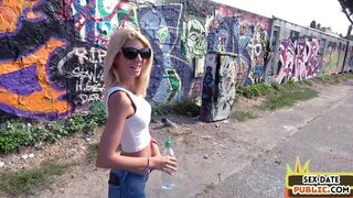 Amateur petite public fucked outdoor in her tight pussy