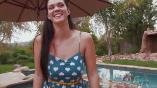 Buxom brunette Alison Tylor gets personal in this poolside interview.