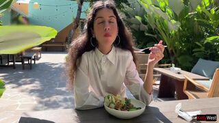 Katty West - I Asked A Friend To Cum On My Face In A Cafe So I Could Eat Food With Sperm - Public Cumwalk 10 Min