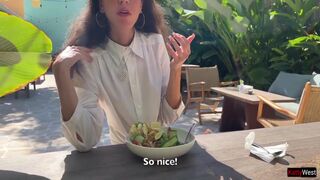 Katty West - I Asked A Friend To Cum On My Face In A Cafe So I Could Eat Food With Sperm - Public Cumwalk 10 Min