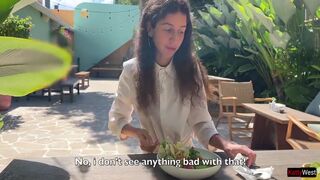 Katty West - I Asked A Friend To Cum On My Face In A Cafe So I Could Eat Food With Sperm - Public Cumwalk 10 Min