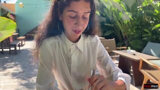 Katty West - I Asked A Friend To Cum On My Face In A Cafe So I Could Eat Food With Sperm - Public Cumwalk 10 Min