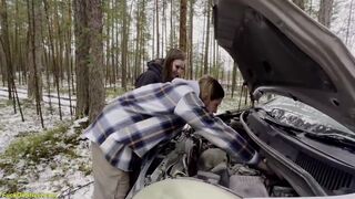 Roadside Assistance Rewarded With Car Fucking