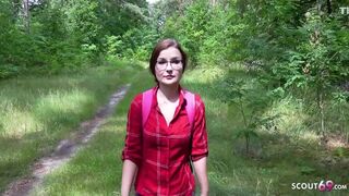 Tiny Emily - Petite German Teen 18+ Talk To Public Creampie Fuck By Stranger In Forest