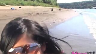 Gorgoeus petite teen teases us at the beach