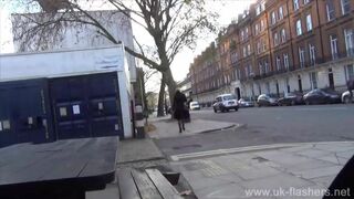 The Thrill of Getting Caught! British Lassie Flasher Amber on the Street of the UK