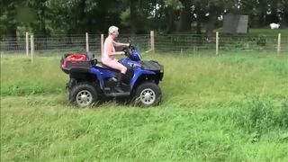 Crazy Naked Matures In Floppy Hats On A Quad Bike