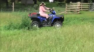 Crazy Naked Matures In Floppy Hats On A Quad Bike