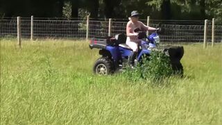 Crazy Naked Matures In Floppy Hats On A Quad Bike