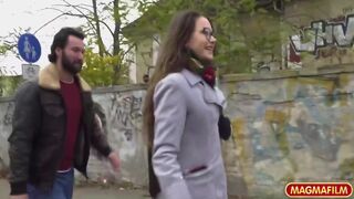 Fiamma Monti And Jason Steel - Petite Brunette Double Pounded In The Park