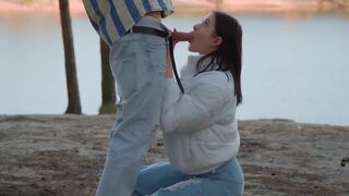 Risky Blowjob On The Beach With Skye Wood