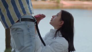 Risky Blowjob On The Beach With Skye Wood